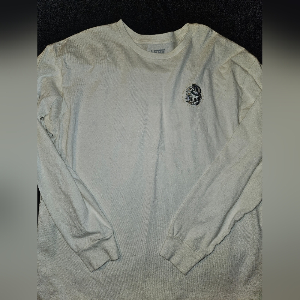 Vans White Long Sleeve Shirt With Skull